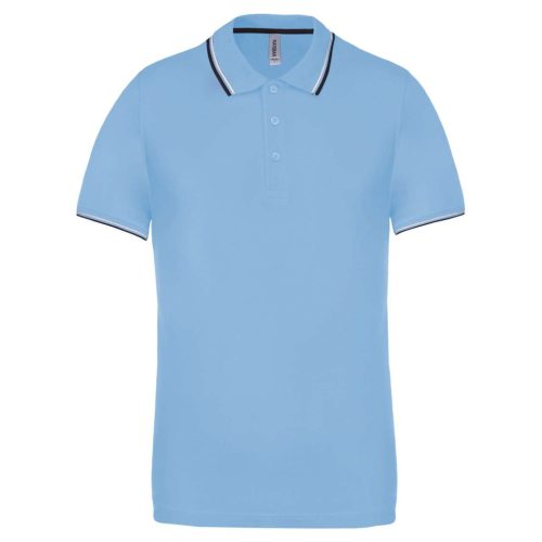 Kariban KA250 galléros férfi rövid ujjú póló - sky blue/navy/white szín