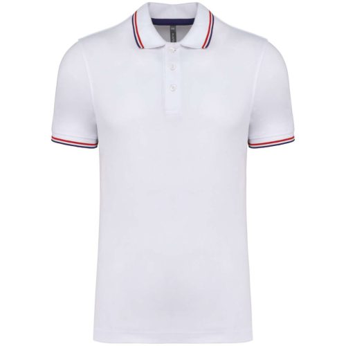 Kariban KA250 galléros férfi rövid ujjú póló - white/navy/red szín