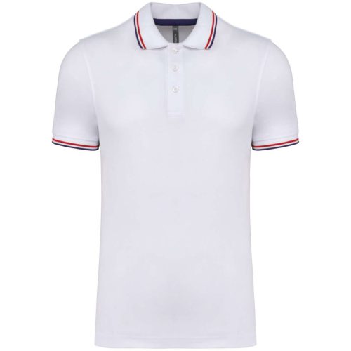 Kariban KA250 galléros férfi rövid ujjú póló - white/navy/red szín
