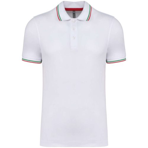 Kariban KA250 galléros férfi rövid ujjú póló - white/red/green szín