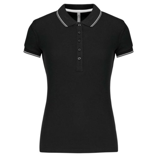 Kariban KA251 női galléros rövid ujjú póló - black/light grey/white szín