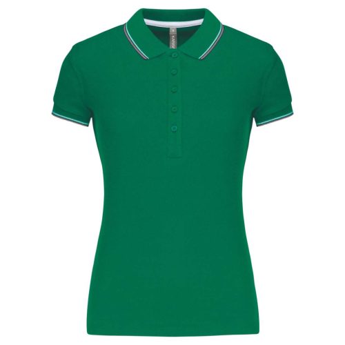 Kariban KA251 női galléros rövid ujjú póló - kelly green/light grey/white szín