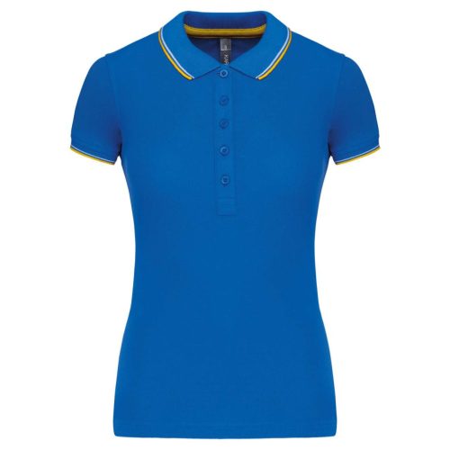 Kariban KA251 női galléros rövid ujjú póló - light royal blue/yellow/white szín