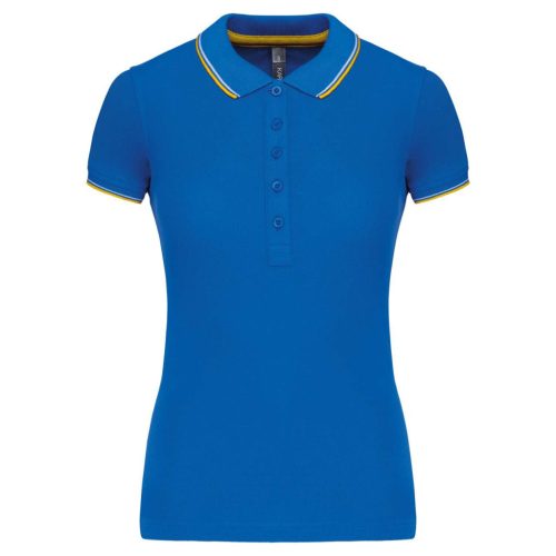 Kariban KA251 női galléros rövid ujjú póló - light royal blue/yellow/white szín