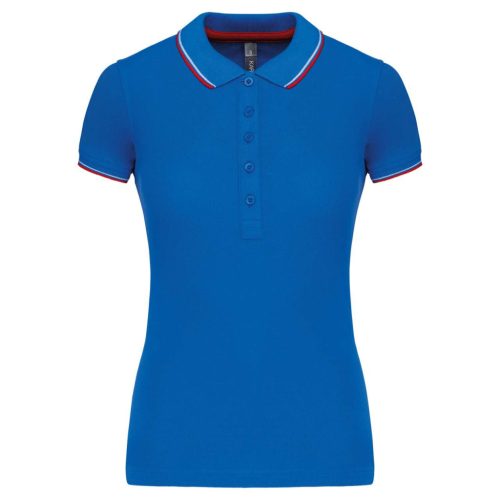 Kariban KA251 női galléros rövid ujjú póló - light royal blue/red/white szín