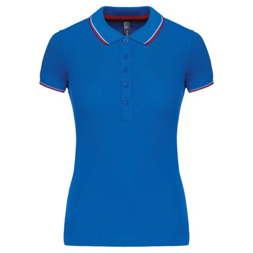 Kariban KA251 női galléros rövid ujjú póló - light royal blue/red/white szín