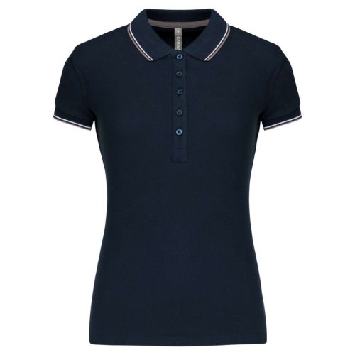 Kariban KA251 női galléros rövid ujjú póló - navy/light grey/white szín