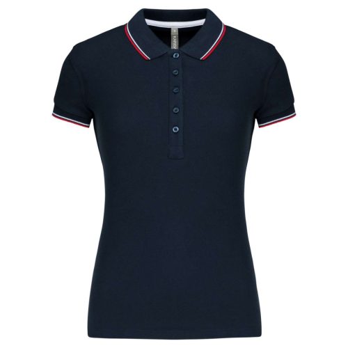 Kariban KA251 női galléros rövid ujjú póló - navy/red/white szín