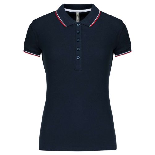Kariban KA251 női galléros rövid ujjú póló - navy/red/white szín