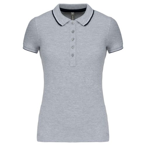 Kariban KA251 női galléros rövid ujjú póló - Oxford grey/navy/white szín