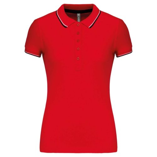 Kariban KA251 női galléros rövid ujjú póló - red/navy/white szín