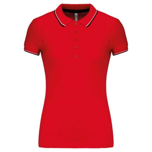 Kariban KA251 női galléros rövid ujjú póló - red/navy/white szín