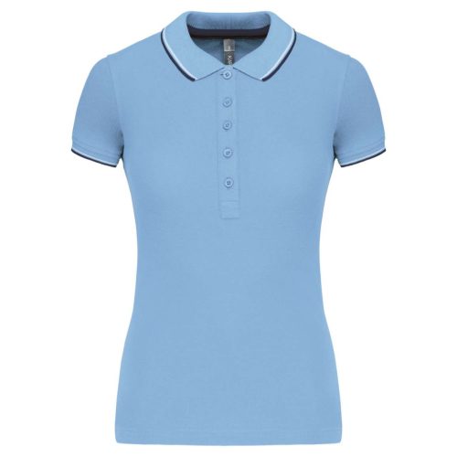 Kariban KA251 női galléros rövid ujjú póló - sky blue/navy/white szín