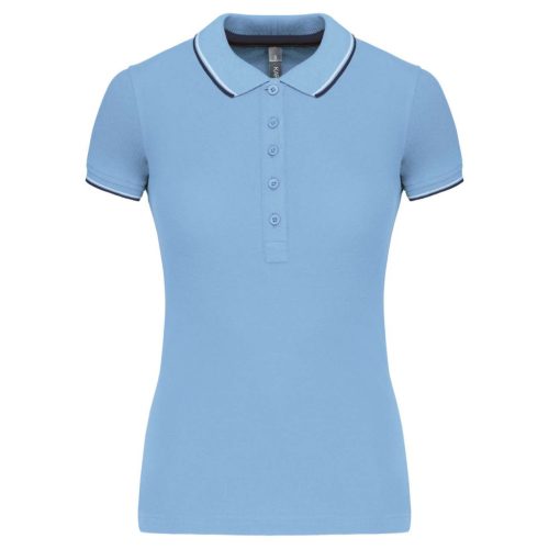 Kariban KA251 női galléros rövid ujjú póló - sky blue/navy/white szín