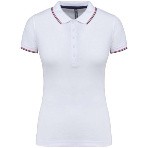 Kariban KA251 női galléros rövid ujjú póló - white/navy/red szín