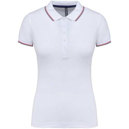 Kariban KA251 női galléros rövid ujjú póló - white/navy/red szín