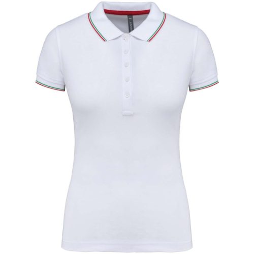 Kariban KA251 női galléros rövid ujjú póló - white/red/green szín