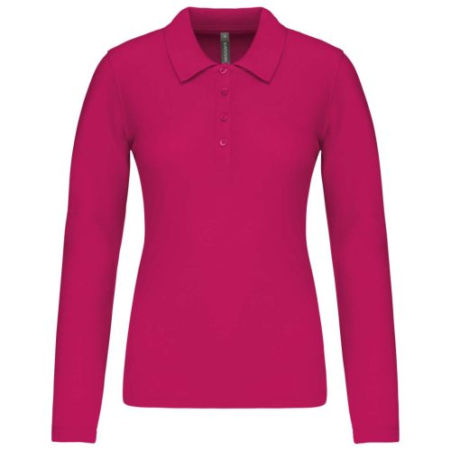 Kariban KA257 galléros hosszú ujjú női póló - fuchsia szín