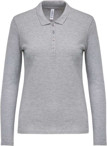 Kariban KA257 galléros hosszú ujjú női póló - Oxford grey szín