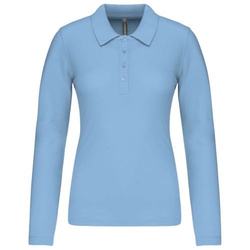 Kariban KA257 galléros hosszú ujjú női póló - sky blue szín