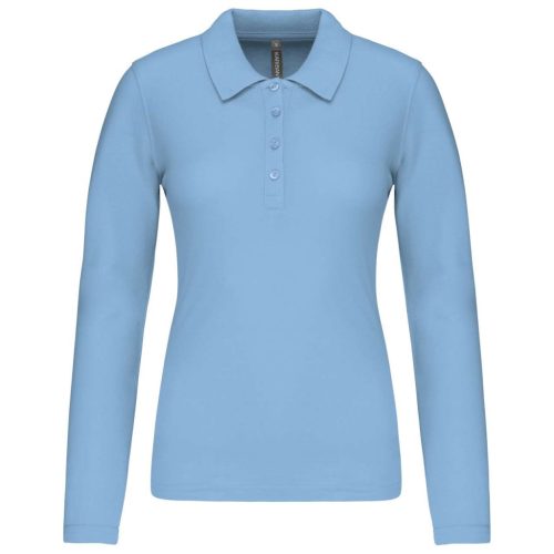 Kariban KA257 galléros hosszú ujjú női póló - sky blue szín