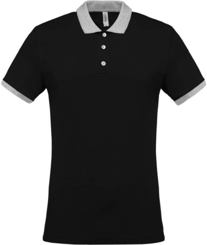 Kariban KA258 kéttónusú galléros férfi póló - black/Oxford grey szín