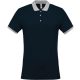Kariban KA258 kéttónusú galléros férfi póló - navy/Oxford grey szín