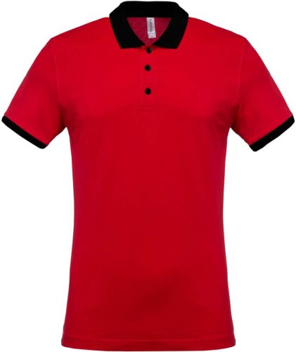 Kariban KA258 kéttónusú galléros férfi póló - red/black szín