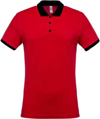 Kariban KA258 kéttónusú galléros férfi póló - red/black szín