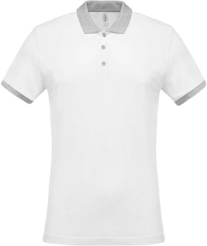 Kariban KA258 kéttónusú galléros férfi póló - white/Oxford grey szín