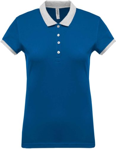 Kariban KA259 kéttúnusú galléros női póló - light royal blue/Oxford grey szín
