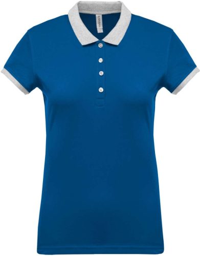 Kariban KA259 kéttúnusú galléros női póló - light royal blue/Oxford grey szín