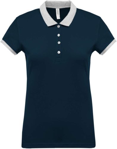 Kariban KA259 kéttúnusú galléros női póló - navy/Oxford grey szín