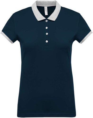 Kariban KA259 kéttúnusú galléros női póló - navy/Oxford grey szín