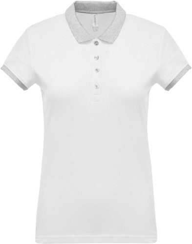 Kariban KA259 kéttúnusú galléros női póló - white/Oxford grey szín