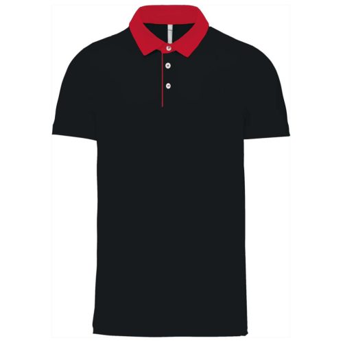 Kariban KA260 kéttónusú galléros férfi póló - black/red szín