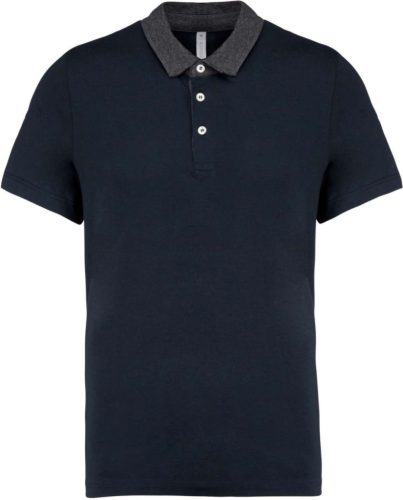 Kariban KA260 kéttónusú galléros férfi póló - navy/dark grey heather szín