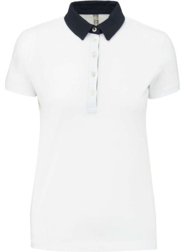 Kariban KA261 kéttónusú galléros női póló - white/navy szín