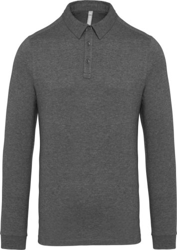 Kariban KA264 galléros hosszú ujjú férfi póló - grey heather szín