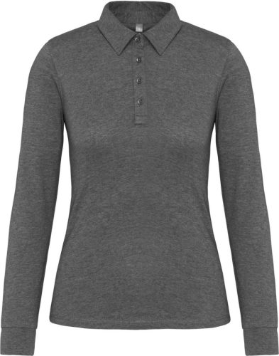 Kariban KA265 galléros hosszú ujjú női póló - grey heather szín