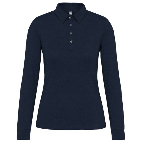 Kariban KA265 galléros hosszú ujjú női póló - navy szín