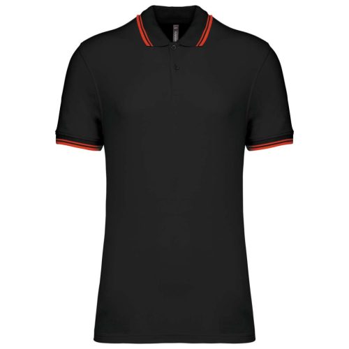 Kariban KA272 slimfit férfi galléros póló - black/red szín