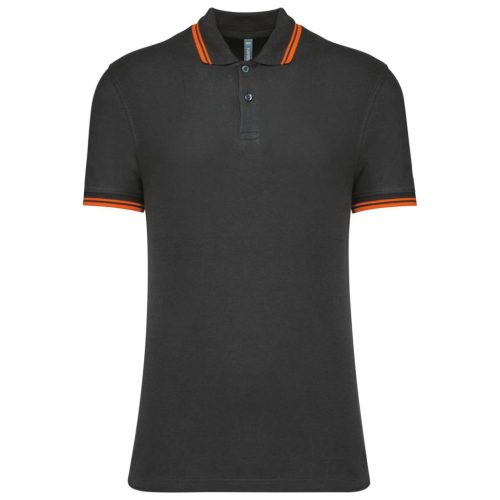 Kariban KA272 slimfit férfi galléros póló - dark grey/orange szín