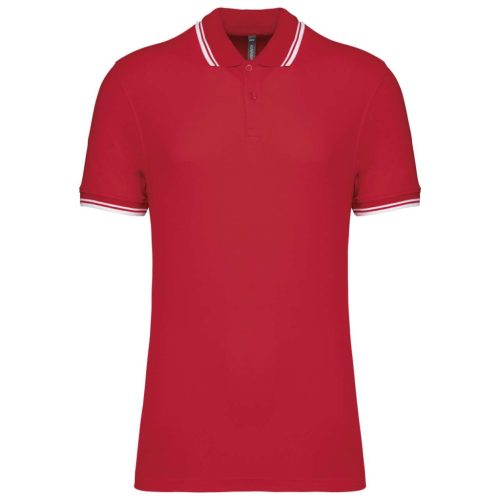 Kariban KA272 slimfit férfi galléros póló - red/white szín