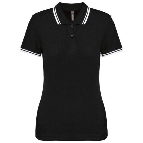 Kariban KA273 slimfit női galléros póló - black/white szín
