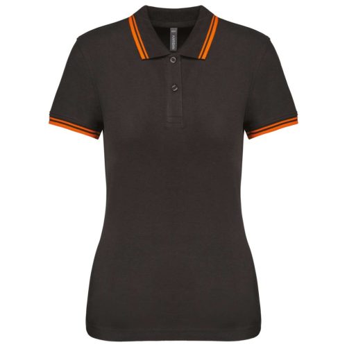 Kariban KA273 slimfit női galléros póló - dark grey/orange szín
