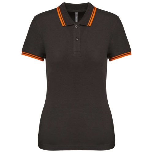 Kariban KA273 slimfit női galléros póló - dark grey/orange szín