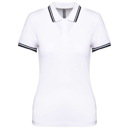 Kariban KA273 slimfit női galléros póló - white/navy szín