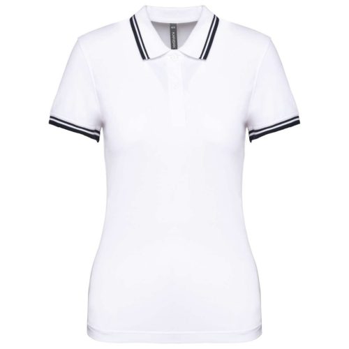 Kariban KA273 slimfit női galléros póló - white/navy szín