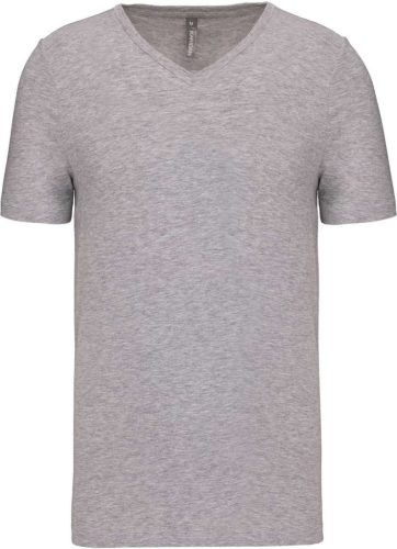 Kariban KA3014 férfi rövid ujjú V-nyakú póló - light grey heather szín